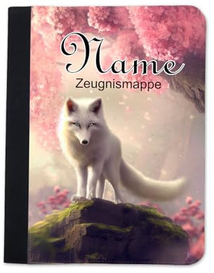 Zeugnismappe mit Name | Zeugnismappe personalisiert | mit Klarsichthüllen A4+ | Urkundenmappe | personalisierte Dokumentenmappe mit Platz für U-Heft, Impfpass, Schwimmpass, Fahrradpass (Fuchs)