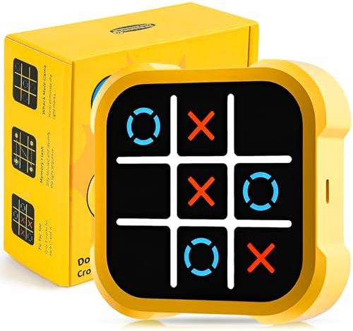 Tic Tac Toe Elektronisch, 3-In-1-Handkonsolen, Tik Tak Toe Elektronisch, Tragbare Reisespiele für Autofahrten, Brettspiele für Kinder und Erwachsene, Geburtstagsgeschenke für Kinder 3-10 Jahre