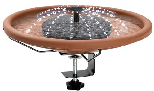 Deck Mounted Bird Bath Bowl Spa, Detachable Solar Bird Bath Fountains and Heavy Duty Sturdy Clamp, Outdoor Garden Mounted Birdfeeder for Garden, Pond, Pool, Outdoor