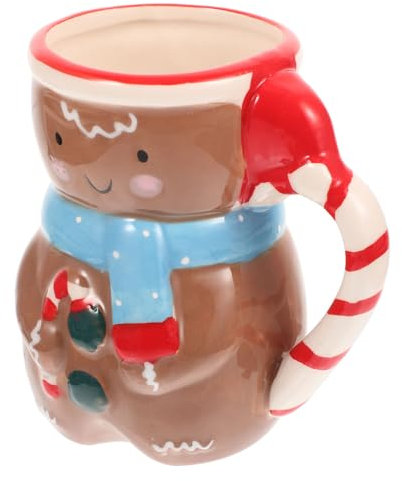 Mikinona Weihnachtsbecher aus Keramik Schneemann-Becher süße Weihnachtstasse Lebkuchenhaus Tasse weihnachtsmotiv weihnachts kaffeebecher Trinklernbecher Frühstückstasse Cartoon-Müsli-Cup