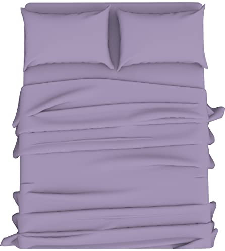 HOME ACE Lilac Extra Deep Non Iron Super King Size Fitted Sheets Polycotton Fitted Bed Sheets, Poly Cotton Deep Super Kingsize Bed Sheet Fitted, 16”/40CM Super King Size Fitted Sheet