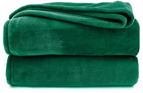 Kuscheldecke flauschig Flanell Wohndecke warm Oekotex Tagesdecke Überwurf Sofadecke fusselfrei Fleecedecke Super Soft Decke 130x170 cm Typ380 waldgrün