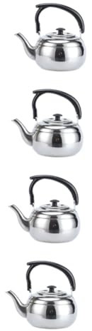 Alipis 4 Piezas Tetera De Acero Inoxidable Estufa Portátil Tetera De Filtración De Café Tetera Para Estufa Cafetera Retro Tetera Hirviendo Máquina De Café Espresso Retro Cocina Silver