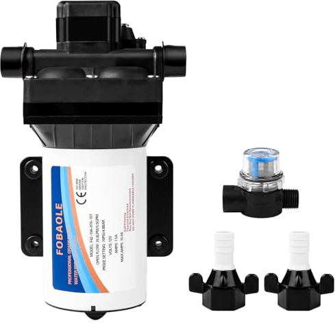 TKSE Diaphragm Pump 12V,Water Pressure Pump 5.5GPM,180 W 15A,Self Priming RV Water Pressure Pump,20.8 L/Min 70 PSI with Pressure/Pressure Relief Switch, Suitable for Motorhomes,Yachts,Gardens