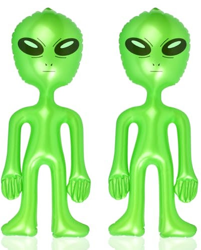 2 Stück Alien aufblasbar, 55 CM Halloween Alien aufblasbar, Alien Partydekorationen, Alien Ballon, Aliens Aufblasbares Spielzeug für Halloween Alien Party Pool Dekorationen Geburtstag, Grün