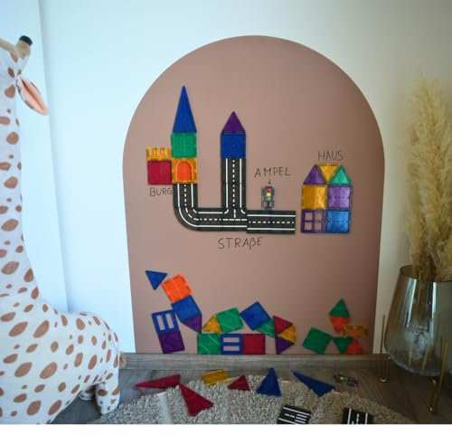 Lukada Magnetfolie | Magnetisch Selbstklebende Tafelfolie | 80 x 100cm rund Bogen Wand | Beschreibbar & Abwischbar Kreidefolie | Magnettafel Kind für Magnete | Magnetwand Kinderzimmer (Beige)