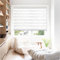 Rehan & Co White Day and Night Zebra Roller Blinds for Windows Light Filtering Dual Layer Fabric Window Blinds Drill/No Drill Easy Fit Blind for Door (213cm W x 165cm L)