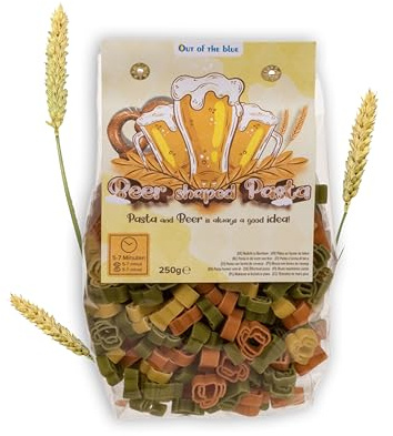 Bier Pasta | mit 2 verschiedenen Motiven & in 3 Farben | aus Hartweizengrieß, gefärbt mit Tomate & Spinat | vegan | Made in Italy | 250g