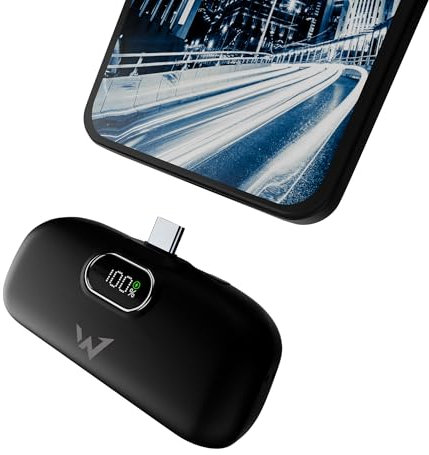 Wonder - Powerbank USB-C 5000mAh - Ultra Compacto y Ligero - Carga rápida PD 18W - Pantalla Digital de Carga - Entrada y Salidas USB-C - Ideal para iPhone, Android, AirPods y Objetos conectados
