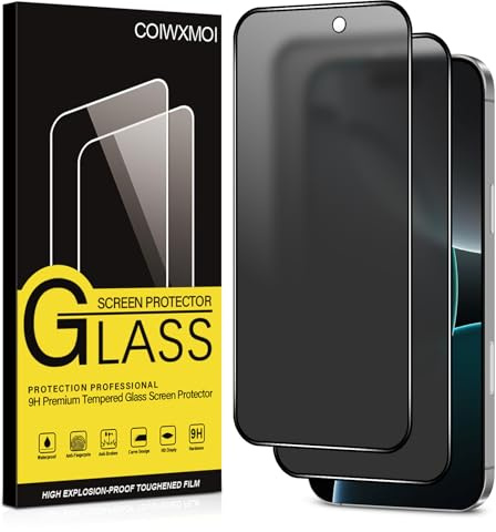 Coiwxmoi Privacy Pellicola Opaca per iPhone 16 Pro Max,Opaco Vetro Temperato Anti-Spy Durezza 9H HD Anti-riflesso Anti-impronta Anti-Spia Senza Bolle Vetrino Film Protezione Schermo 2 Pezzi