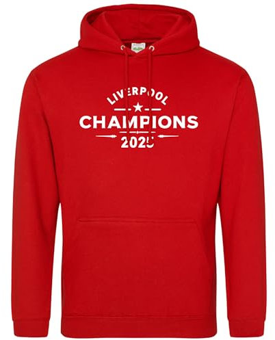 Liverpool Champions Adult Hoodie Football Mens Scousers Design for Husband Dad Son Supporter Fan, L, Red