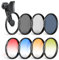 NEEWER Paquete de 7 67mm Filtros ND, Compatible con Android Samsung Google Huawei Xiaomi, Clip-on CPL+ ND32 + Starlight + GND (Rojo/Naranja/Amarillo/Azul). Kit Accesorios Foto con Estuche, FL-P14