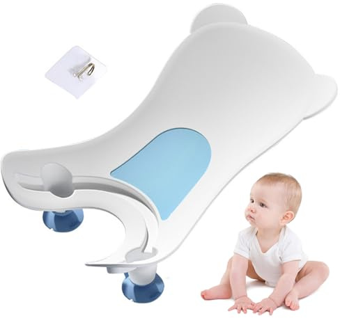 Baño de fregadero de bebé con taza de succión, lavabo portátil baño para bebés con agujero colgante, herramienta de lavado de soporte de glúteos para la bañera de mostrador diariamente..