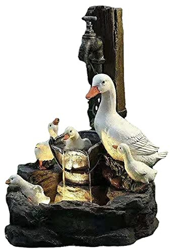 Fuhjythy Resin Duck Family Patio Fountain Garden Decoration, Animal Garden Resin Statue for Outdoor Landscape Garden Design,A