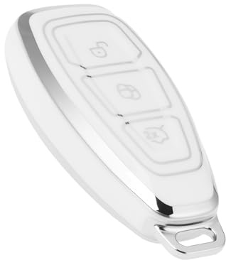 VGOL 3 Tasten Autoschlüssel Hülle Cover Weiß Kompatibel mit Ford Mondeo Focus Galaxy Kuga Puma