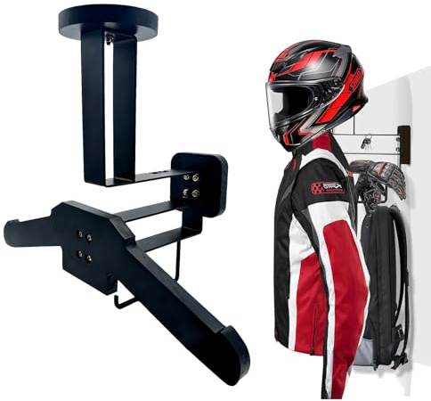 Black Helmet Holder Wall Mount - Heavy-Duty 80KG Load with Dual Hooks