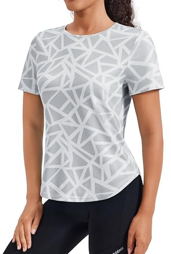 PINSPARK Damen Sportshirt Kurzarm Atmungsaktiv Rundhal Funktionsshirt | Stretch Material,Atmungsaktiv Leicht,Perfekt für Yoga,Fitness,Laufen den Aktiven Sommer Look