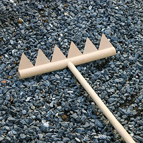 Grande rastrello da giardino zen - Rastrelli da giardino giapponesi da esterno con 6 denti e lunghezza 48 Rastrelli da giardino fai da te per meditazione, rocce e sabbia, accessori per rastrelli in
