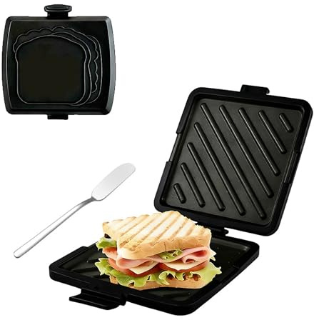 Mikrowellen-Toaster & Sandwichmaker, Sandwichmaker Zum Grillen, Mikrowellengeeignetes Silikon-Kochgeschirr, Spülmaschinenfest (Schwarz)
