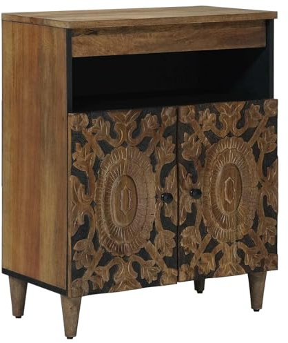 vidaXL Sideboard mit Speicher Braun 60 x 33,5 x 75 cm Massivholz Mango, Wohzimmer, Moderne Sideboard Aufbewahrung, rechteckiger Kontemporärer Schrank, minimalistisches Möbelstück