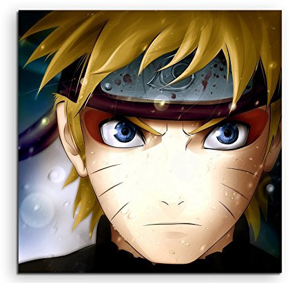 Naruto Uzumaki Anime Leinwandbild in 60x60cm Made in Germany! Preiswerter fertig gerahmter Kunst-Druck zum Aufhängen - tolles und einzigartiges Motiv. Kein Poster oder Plakat!