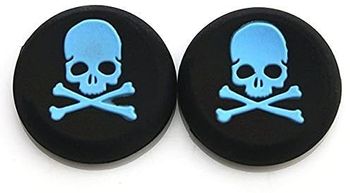 Analog Silikon Joystick Joy Stick Griff Gap Cover Thumbstick Daumen Stick Griff Gap Cover Totenkopf für PS4, PS3, Xbox One, Xbox 360, PS2 Controller (Blau)