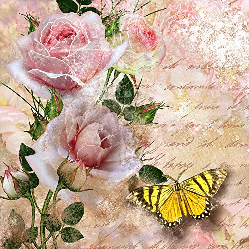 20 Servietten Schmetterling an Rosen/Blumen/Tiere/Vintage 33x33cm