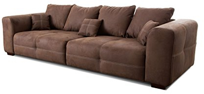 Cavadore Big Sofa Mavericco / XXL Sofa im modernen Design / Inklusive Rückenkissen und Zierkissen / 287 x 69 x 108 cm (BxHxT) / Mikrofaser Braun