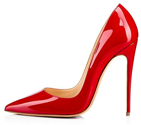 EDEFS Scarpe con Tacco Donna,Tacco a Spillo Alto,Scarpe Punta Chiusa Donna Rosso Taglia EU38