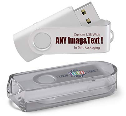 MEINAMI Lot de 25 Clé USB Personnalisée 16 GO Flash Drive USB avec Votre Logo USB 2.0 - Blanc