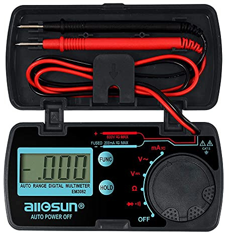 ALLOSUN Digitales Multimeter, DMM/Multi-Tester, Amp/Ohm/Voltmeter/Diode und Kontinuitätstest, Pocket Size