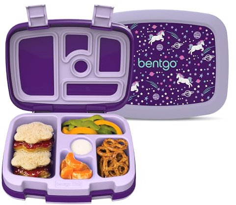 Bentgo Kids Prints Lunchbox für Kinder im Bento-Stil, auslaufsicher, 5 Fächer, ideal für Portionsgrößen für 3- bis 7-jährige Kinder, BPA-freie und lebensmittelechte Materialien