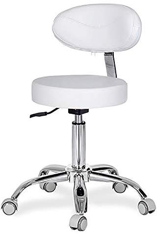 SLTO, Arbeitshocker Zahnarzt Friseursalon Schönheitssalon Werkstatt Rundbüro Hocker Stuhl drehbar, höhenverstellbarer Arbeitsstuhl, Sportsitz, ergonomischer Hocker-White