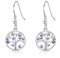 Philip Jones Silver Plated Chakra Tree of Life Drop Earrings Created with Crystals from Zircondia®