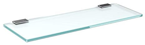 bijon Glasregal Glasablage Wandregal Glas Bad-Regal Glas Badezimmer Regal Badablage Ablageregal - 8mm Hartglas, 40 x 15 cm, Milchglas + Halterung F - Chrom Glanz Optik