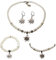 Alpenflüstern Trachtenschmuck-Set Perlen-Trachtenkette, Armband, Charivari und Ohrhänger Strass-Edelweiß - Damen-Trachten-Schmuck, Trachtenset Creme-weiß SET048