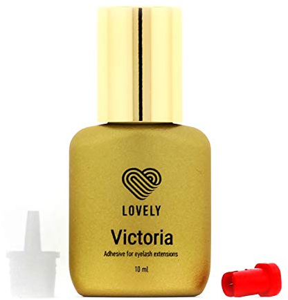 LOVELY Wimpernkleber VICTORIA - schneller Kleber Trocknungszeit: 1 Sek., 8 Wochen Haftkraft, sehr beständig - Wimpernkleber für Wimpernverlängerung geeignet für Studios & Fremdanwendung - 10ml Schwarz