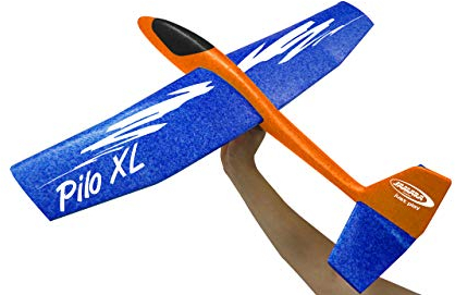 Schaumwurfgleiter 2in1 - Pilo XL - Super leicht (160g), Fast unzerstörbar, Höhenleitwerks für Looping oder Gleitflug umstecken, 86cm Spannweite