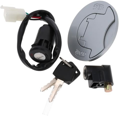 UK-Motors Schlosssatz Zündschloss Lenkradschloss für Quad ATV Bashan 200 BS200S-7 BS250-7 (Zündschalter, Schlüssel, manuell, IP54, 1 Stück)
