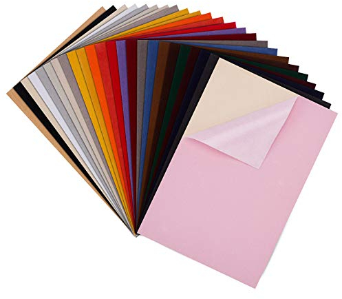 BENECREAT 20 PCS Hojas Adhesivas de Terciopelo de Colores Mezclados, 29.5x20cm, Tela para Forro de Caja de Joyería, Duradera y Resistente al Agua para Hacer Arte y Manualidades