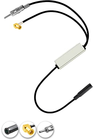 Vecys DAB FM Antennensplitter Autoantennenverstärker SMB Buchse zu DIN Stecker zu DIN Buchse Adapterkonverter Kompatibel mit AM/FM/DAB + Autoradio-Antenne…