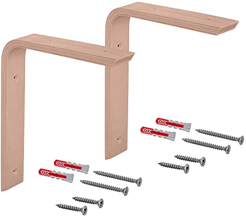 Gedotec Console moderne en bois | Angle mural | COUNTRY | 250 x 200 mm | Support d'étagère en hêtre | Support d'angle | Support d'étagère en bois naturel massif | Forme en L | 1 pièce