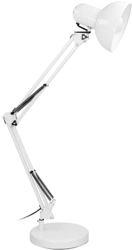 Virone Deon Schreibtischlampe E27 60W mit Anschlusskabel Steel Weiß
