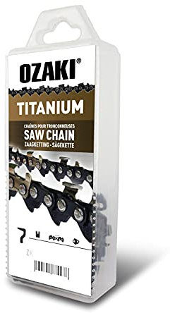 OZAKI – Cadena motosierra 3/8 LP E50 – Titanio – Calibre 1,5 mm (0,058) – Perfil de gubia semicuadrada – 50 entrenadores
