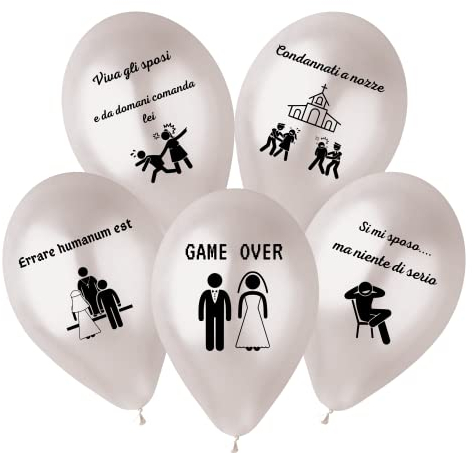 HONOS BIO - 25 Palloncini Divertenti per Addio al Nubilato e Celibato, Decorazioni Matrimonio, Gadget Anniversari, Sposa e Sposo (BIANCO PERLA)