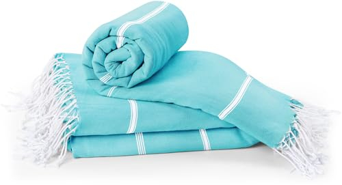 Utopia Towels Paquete de 2 Toallas de Playa Turcas (100x180 CM), 100% Algodón Libre de Arena Manta de Playa Absorbente Ligera de Secado Rápido para Viajes y Piscina (Teal)