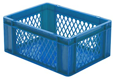 LA-KA-PE Eurobehälter - 40 x 30 cm, Höhe 17,5 cm, Durchbrochen blau