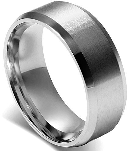 Flongo Herren Ring Männerring, 8mm Band Ringe Daumenring Siegelring Silber Valentine Lieben Paar Engagement Verlobungsringe Hochzeit Poliert Herren-Accessoires Größe 58