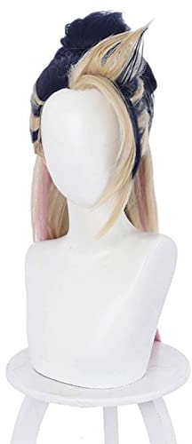 Game KDA The Baddest Akali Cosplay Wig the Rogue Assassin Mixed Color Ponytail Role Play Heat Resistant Synthetic Hair Wigs
