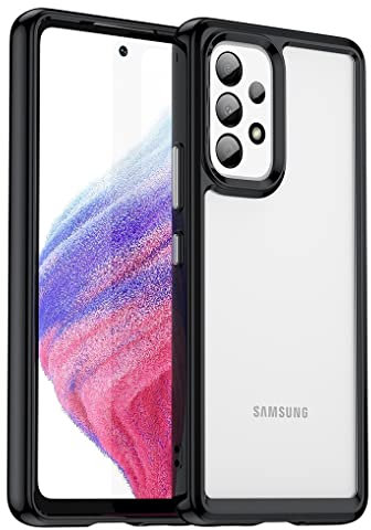 SEAHAI Clear Case for Samsung Galaxy M13 4G / Samsung Galaxy M23 5G, Ultra Thin Premium Hard PC Back + Soft TPU Bumper Silicone Shockproof Cover Transparent Anti-Scratch Case, Black